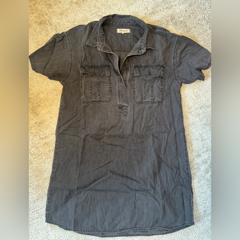 Madewell Black Short Sleeve Shirt Dress, Size M
